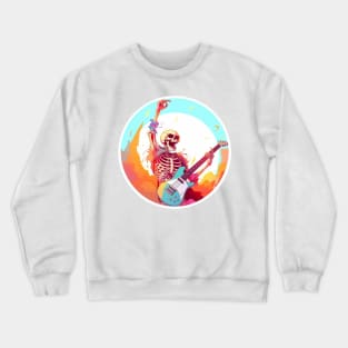 Neon Notes: Skeleton's Electric Guitar Rockin' Symphony Crewneck Sweatshirt